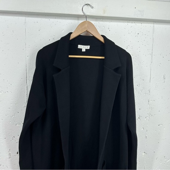 J. Crew Women’s size Medium EllaBlack Open Front Long Heavy Knit Sweater Blazer - Picture 3 of 14